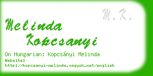 melinda kopcsanyi business card